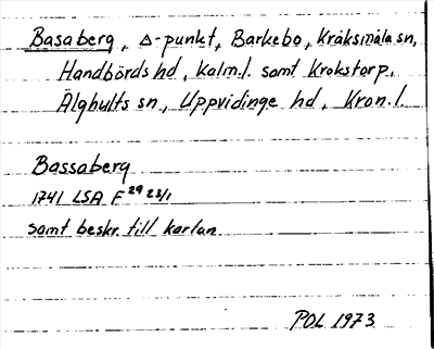 Bild på arkivkortet för arkivposten Basaberg