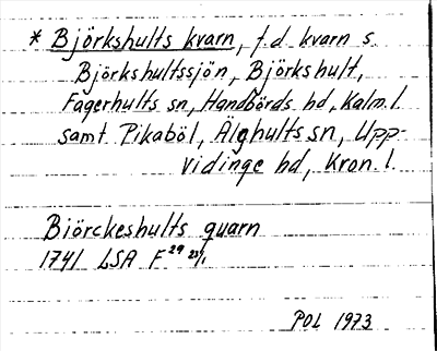 Bild på arkivkortet för arkivposten *Björkshults kvarn