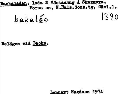 Bild på arkivkortet för arkivposten Backaladan