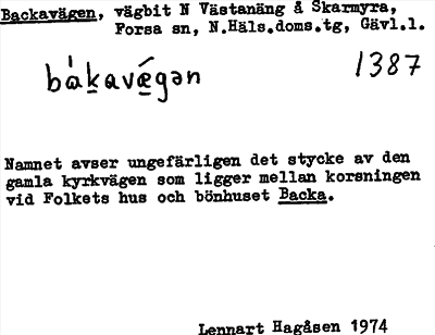 Bild på arkivkortet för arkivposten Backavägen