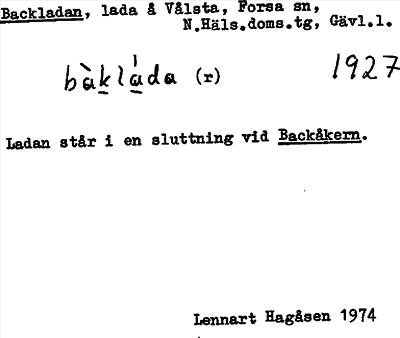 Bild på arkivkortet för arkivposten Backladan