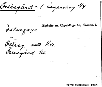 Bild på arkivkortet för arkivposten Östregård
