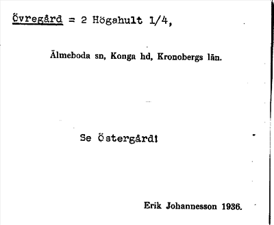 Bild på arkivkortet för arkivposten Övregård, se Östergård