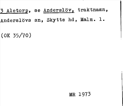 Bild på arkivkortet för arkivposten Aletorp, se Anderslöv