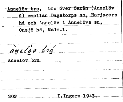 Bild på arkivkortet för arkivposten Annelöv bro