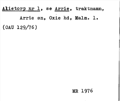 Bild på arkivkortet för arkivposten Alietorp, se Arrie