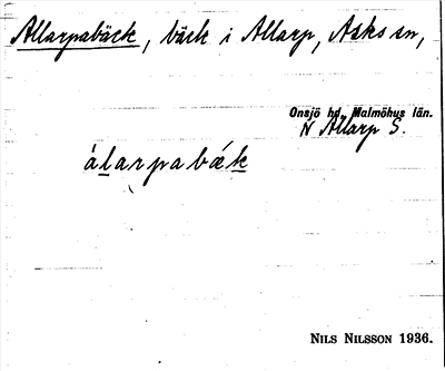 Bild på arkivkortet för arkivposten Allarpabäck