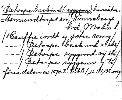 Bild på arkivkortet för arkivposten *Østorpe backind (Østorpe ryggenn)