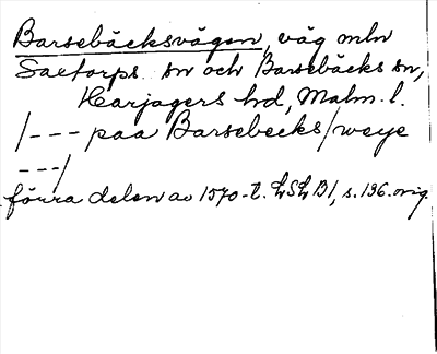 Bild på arkivkortet för arkivposten Barsebäcksvägen
