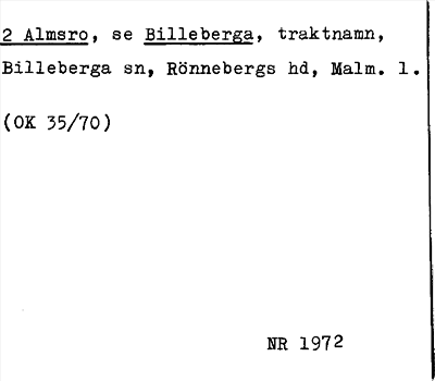 Bild på arkivkortet för arkivposten Almsro, se Billeberga