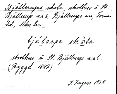 Bild på arkivkortet för arkivposten Bjällerups skola