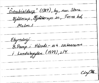 Bild på arkivkortet för arkivposten »Östrabialarp»