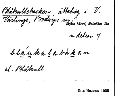 Bild på arkivkortet för arkivposten Blåkullebacken
