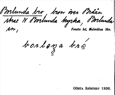 Bild på arkivkortet för arkivposten Borlunda bro