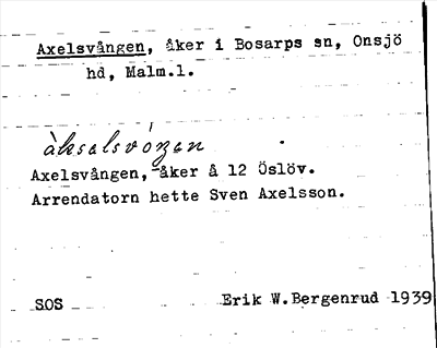 Bild på arkivkortet för arkivposten Axelsvången