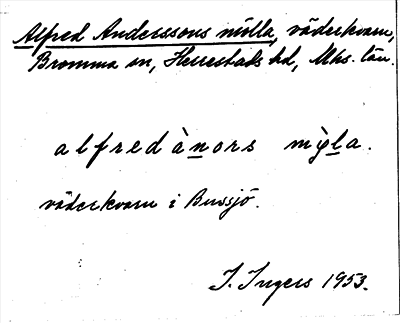 Bild på arkivkortet för arkivposten Alfred Anderssons mölla