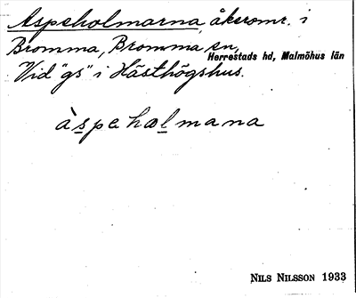 Bild på arkivkortet för arkivposten Aspeholmarna