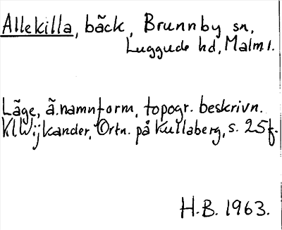 Bild på arkivkortet för arkivposten Allekilla