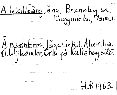 Bild på arkivkortet för arkivposten Allekille äng
