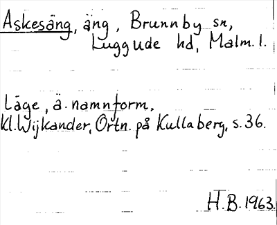 Bild på arkivkortet för arkivposten Askesäng
