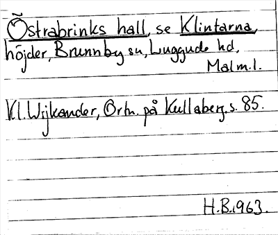 Bild på arkivkortet för arkivposten Östrabrinks hall, se Klintarna