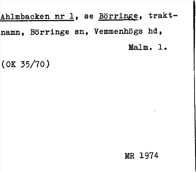 Bild på arkivkortet för arkivposten Ahlmbacken, se Börringe