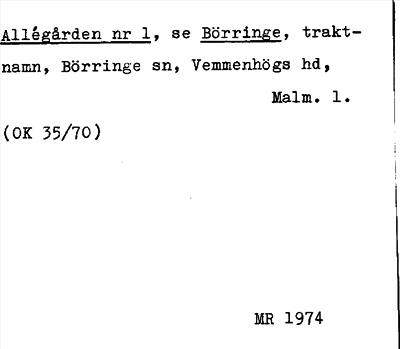 Bild på arkivkortet för arkivposten Allégården, se Börringe