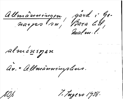 Bild på arkivkortet för arkivposten Allmäningen