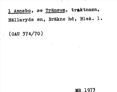 Bild på arkivkortet för arkivposten Annebo, se Tränsum