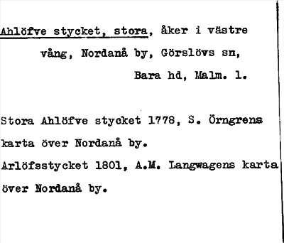 Bild på arkivkortet för arkivposten Ahlöfve stycket, Stora