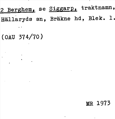 Bild på arkivkortet för arkivposten Berghem, se Siggarp