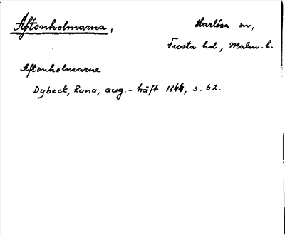 Bild på arkivkortet för arkivposten Aftonholmarna