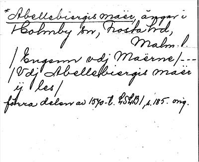 Bild på arkivkortet för arkivposten *Abellebiergis maër
