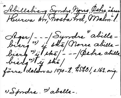 Bild på arkivkortet för arkivposten *Abillebierg, Syndre, Norre, Østre