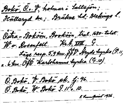 Bild på arkivkortet för arkivposten Bokö, Ö. o. V.