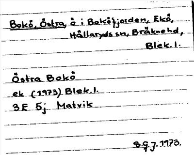 Bild på arkivkortet för arkivposten Bokö, Östra