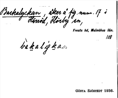 Bild på arkivkortet för arkivposten Backalyckan