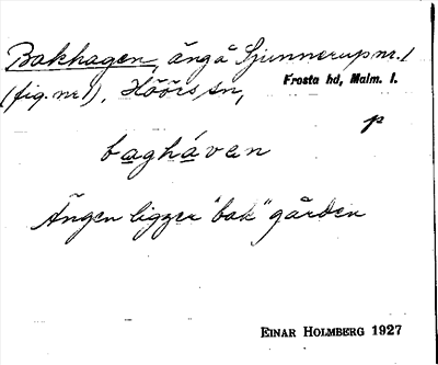 Bild på arkivkortet för arkivposten Bakhagen