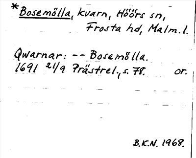Bild på arkivkortet för arkivposten *Bosemölla