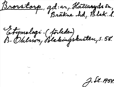 Bild på arkivkortet för arkivposten Brorstorp
