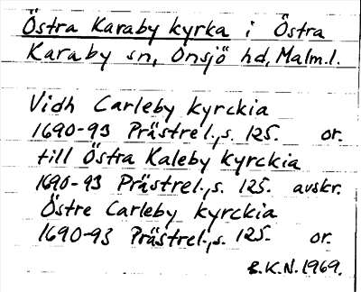 Bild på arkivkortet för arkivposten Östra Karaby kyrka