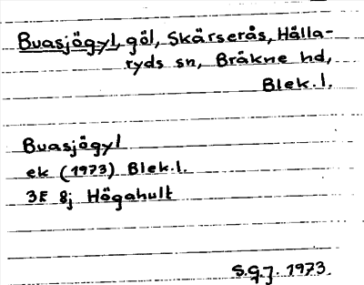 Bild på arkivkortet för arkivposten Buasjögyl