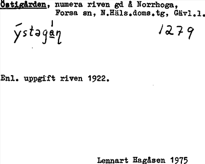 Bild på arkivkortet för arkivposten Östigården