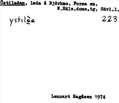 Bild på arkivkortet för arkivposten Östiladan