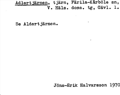 Bild på arkivkortet för arkivposten Adlertjärnen