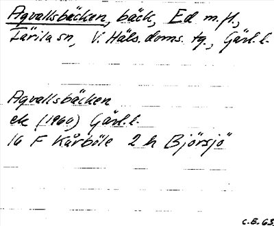 Bild på arkivkortet för arkivposten Agvallsbäcken