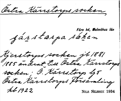 Bild på arkivkortet för arkivposten Östra Kärrstorps socken