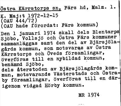 Bild på arkivkortet för arkivposten Östra Kärrtorps sn