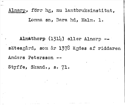 Bild på arkivkortet för arkivposten Alnarp
