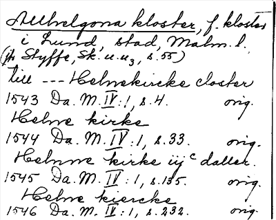 Bild på arkivkortet för arkivposten Allhelgona kloster